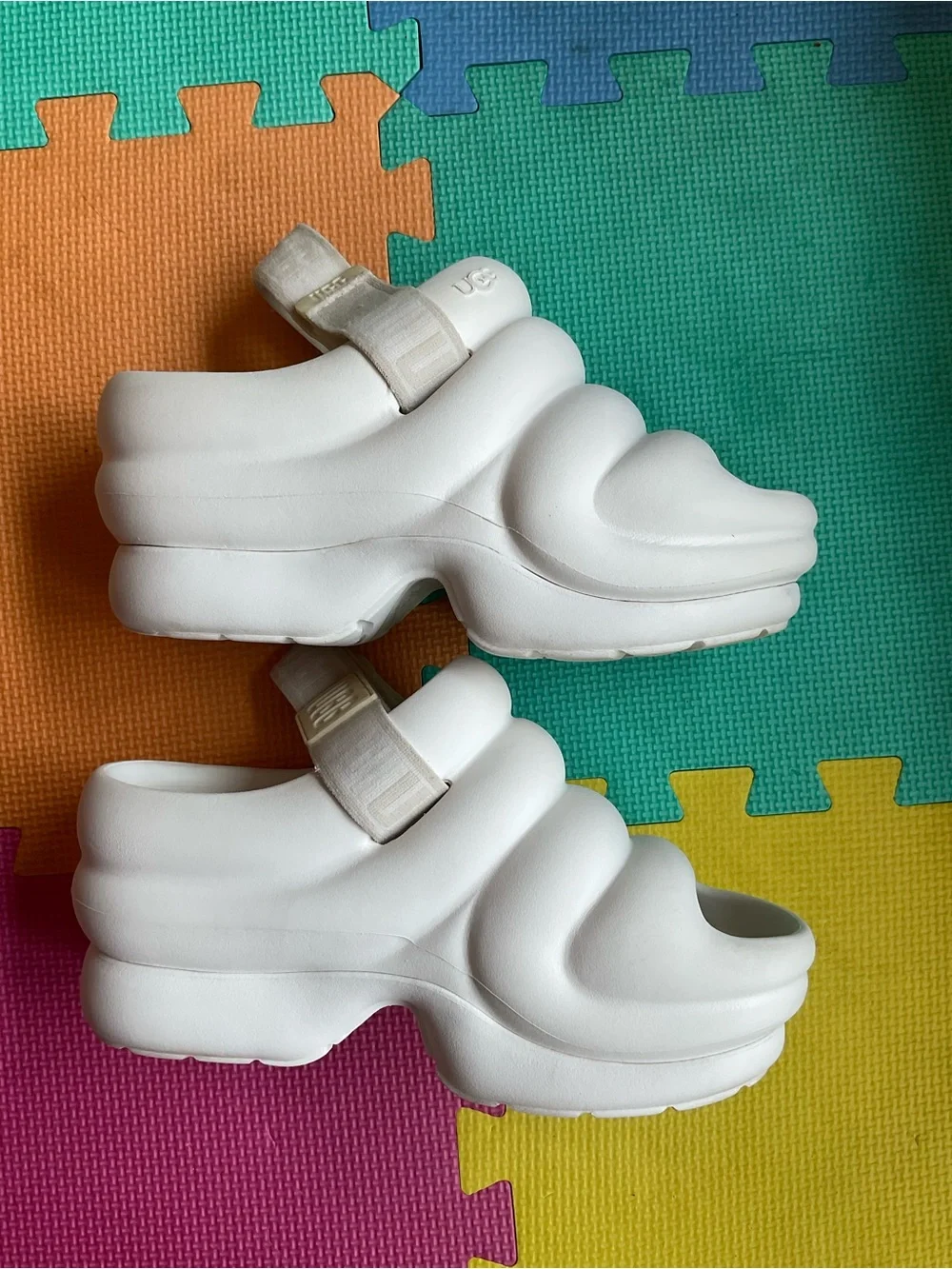 🕶️UGG Aww Yeah Chunky Platform Slingback Sandals - Bright White Size 7